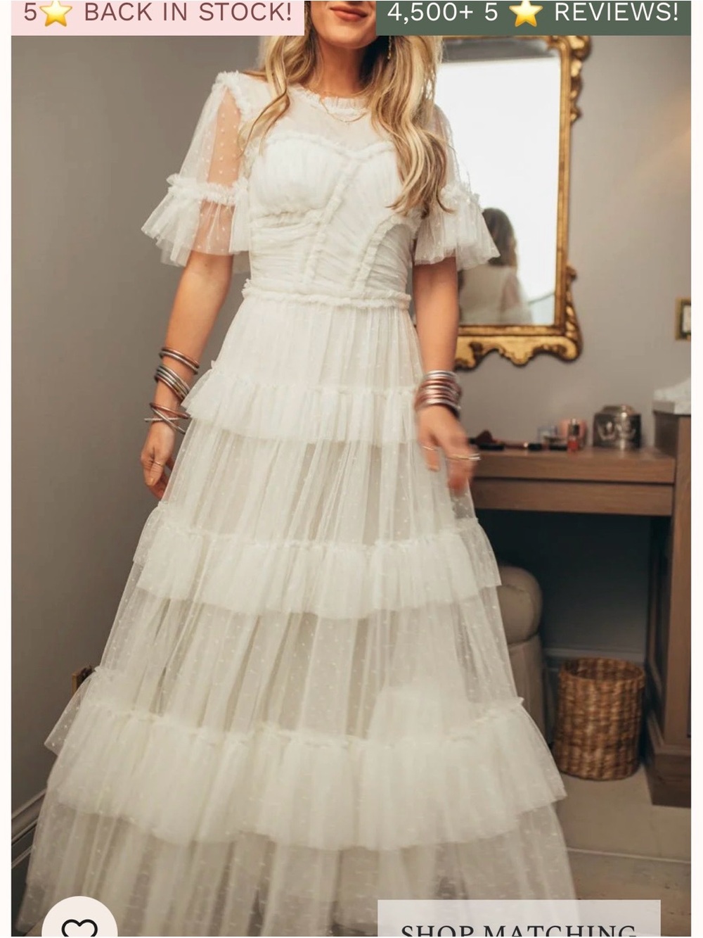Ivy City Co White Tiered Tulle Maxi Dress
